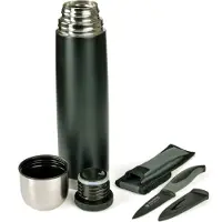 Gräwe Isolierflasche 1 Liter schwarz, Drehverschluss inkl. passendem Messer