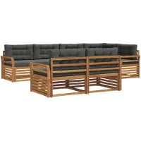 vidaXL Outdoor-Sofagarnitur 7 stk. Natur und Anthrazit