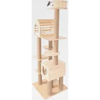 Markenlos Großer Kratzbaum Theo 179cm, Premium Kletterbaum, Echtholz Katzenkratzbaum Liegefläche Schlafhöhle Katze Kater