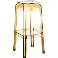 DELUKE Barhocker NUMIR - Kunststoff Bernstein 36x36x75 cm | Barstuhl Tresenhocker Tresenstuhl Kneipenhocker Kneipenstuhl