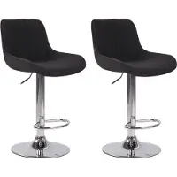 DELUKE 2er Set Barhocker BEKIM - Stoff Schwarz 50x50x86 cm Silber | Barstuhl Höhenverstellbar Mit Lehne Drehbar Tresenhocker Tresenstuhl Kneipenhocker