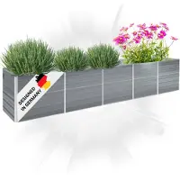 DELUKE Hochbeet für Garten OSKAR Grau | 400x80x45cm | Verzinkter Stahl | Wetterfest | Gartenbeet Kräuterbeet Blumenbeet Beet hoch Frühbeet für Garten Gemüsebeet