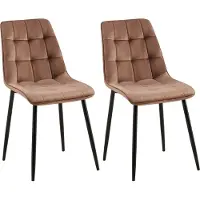 CLP 2er Set Esszimmerstuhl Gifford Samtbezug gepolstert mit Rückenlehne braun Material Samt