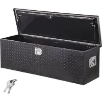 Vevor Werkzeugkasten aus Aluminium für die Ladefläche mit seitlichem Griff und Schlossschlüsseln, Aufbewahrungs-Werkzeugkiste für Anhänger Pickup Wohnmobil (762 x 330,2 x 243,84 mm) Schwarz