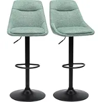 Miliboo - Drehbare Barhocker 360° in texturiertem Céladon-Samt-Stoff und Metall (2er-Set) ALESS
