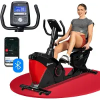 Hop-Sport HOP SPORT Liegeergometer für Zuhause mit 16 verstellbaren Widerstandsstufen, Leise Liegerad Heimtrainer mit Smart Bluetooth APP, Großer Bequemer Sitz