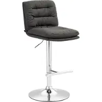 DELUKE Barhocker TURIN - Dunkelgrau, Stoff, Chrom | Barhocker mit Lehne Barstuhl Tresenhocker Tresenstuhl Kneipenhocker Kneipenstuhl