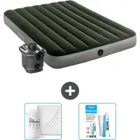 Intex Airbed - Doppelbett - 137 x 191 x 25 cm - Grün - Inklusive Pumpe - Spannbettuch en Reperaturset