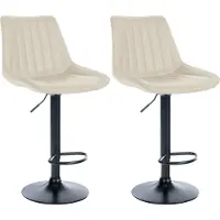 DELUKE Barhocker 2er Set RIO - Creme, Kunstleder, Schwarz | Barhocker mit Lehne Barstuhl Tresenhocker Tresenstuhl Kneipenhocker Kneipenstuhl