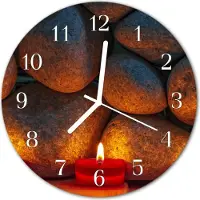 Tulup Glasuhr Wanduhr Küchenuhr Echt-Glas 30fi cm Steine grau
