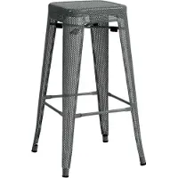 DELUKE Barhocker SEOUL - Grau, Metall | Barhocker ohne Lehne Barstuhl Tresenhocker Tresenstuhl Kneipenhocker Kneipenstuhl