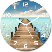 Tulup Wanduhr aus Glas 30fi Glasbild Glasuhr Gehärtetes Glas - weisse-zeiger - Wooden pier