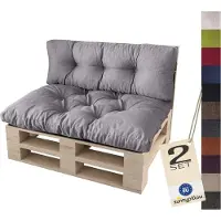 Sunnypillow Palettenkissen für Palettenmöbel - 2er Set - Palettenauflage 120 x 80 für Palettensofa - Palettenpolster für Garten, Gesteppte Kissen für Europaletten - Sitzkissen & Rückenkissen Grau