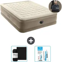 Intex Luftbett - 2 Personen - 152 x 203 x 46 cm - Beige - Inklusive Pumpe - Spannbettuch en Reperaturset