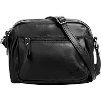 Samantha Look Umhängetasche "Damen echt Leder", Damen, Gr. B/H/T: 23cm x 18cm x 5cm onesize, schwarz, Leder, unifarben, Taschen Umhängetasche, echt Leder, Topseller