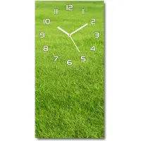 Tulup Wanduhr aus Glas – 30x60 cm - Glasbild - Glasuhr - Gehärtetes Glas -Grünes Gras