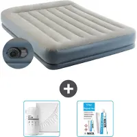 Intex Luftbett - 2 Personen - 152 x 203 x 30 cm - Grau - Inklusive Pumpe - Spannbettuch en Reperaturset
