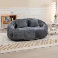 STILVORA Sitzsack Extra breites Loungesofa mit 2 Kissen, dick gepolsterter Relaxsessel, Ecksofa mit Chenille-Stoff,Grau
