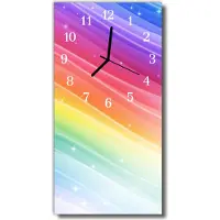 Tulup Glasuhr Wanduhr Küchenuhr Echt-Glas 30x60 Regenbogen Mehrfarbig