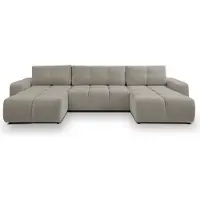 Masseno Ecksofa DUCA U mit Schlaffunktion U-Form, Sofa mit Bettkasten, Wohnzimmersofa, Couch, Soffa, Bettsofa, Couchgarnitur- Hellgrau, CURIO 83
