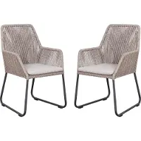 DeVries 2er Set Diningsessel Adora - PE twisted white coral