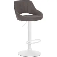 DELUKE Barhocker SEGAD - Stoff Dunkelgrau 46.5x48x85 cm Weiß | Barstuhl Mit Lehne Tresenhocker Tresenstuhl Kneipenhocker Kneipenstuhl