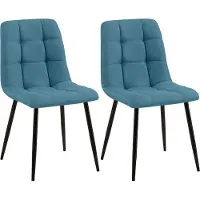 DELUKE 2er Set Esszimmerstuhl FIGAD - Stoff Blau 45x55x84 cm | Essstühle Esszimmerstühle Küchenstühle Wohnzimmerstühle