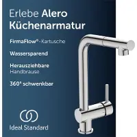 Ideal standard Alero Küchenarmatur, ausziehbare Brause, wassersparend – Chrom