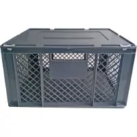 BRB-Lagertechnik XL Transportbox für Kleintiere/Katzen/Kleine Hunde, Seitenwände vergittert, Boden geschlossen - LxBxH 600 x 400 x 320 mm, mit Scharnierdeckel