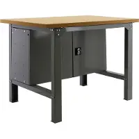 Proregal Werkbank BUFFALO WOOD mit Schrank | HxBxT 87x180x75cm | Traglast 600kg | Grau