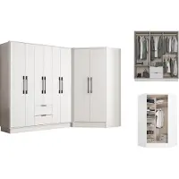 Vente-unique Eckkleiderschrank mit 8 Türen & 2 Schubladen - 263 cm - Weiß - FEOVA
