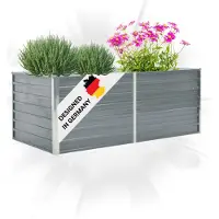 DELUKE Hochbeet für Garten OSKAR Grau | 160x80x45cm | Verzinkter Stahl | Wetterfest | Gartenbeet Kräuterbeet Blumenbeet Beet hoch Frühbeet für Garten Gemüsebeet