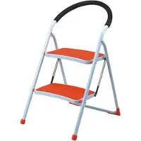 Proregal Small Giraffe Einseitige Metall-Klappleiter | 2 Stufen | Orange | 150kg Tragkraft | Leiter, Trittleiter, Stufenleiter, Haushaltsleiter