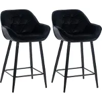 DELUKE 2er Set Barhocker KUTOR - Samt Schwarz 54x57.5x103 cm | Barstuhl Mit Lehne Tresenhocker Tresenstuhl Kneipenhocker Kneipenstuhl
