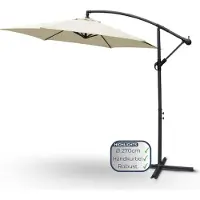 DELUKE Ampelschirm 270cm Wetterfest EMCO [Inkl. Schutzhülle] Sonnenschirm 6-eckig | Kurbelschirm mit Ständer und Windschutz Gartenschirm | Creme