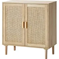 Vevor Rattanschrank Rattankommode Aufbewahrungsschrank mit 2 magnetischen Türen & verstellbaren Regalen & Griffen, Sideboard-Buffetschrank für Flur Eingangsbereich Wohnzimmer Küche Flur