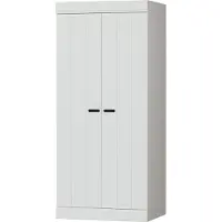 Woood Connect Kleiderschrank 2 Türen - Kiefer Garderobenschrank - Weiß - 175X77x56 Cm