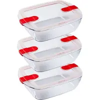 Pyrex Cook & Heat Schaal 1,1 liter Rechthoek Set van 3 Stuks