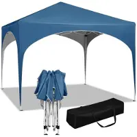 Woltu Pavillon Pop-Up wasserdichter Faltpavillon Sonnenschutz Event Gazebo Gartenpavillon, aus Oxford Metallrahmen 3x3m Blau