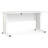Dmora Schreibtisch Marcerre 150x80x74,5 cm, Weiß, Weiße Platte