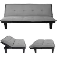 Mendler 3er-Sofa MCW-C87, Couch Schlafsofa Gästebett Bettsofa Klappsofa, Schlaffunktion 170x100cm Textil, hellgrau