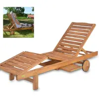 HECHT Resort A Gartenliege Holz aus Akazienholz | mit 2 Tische | 185 x 60 x 31 cm | Ergonomisch