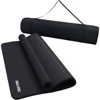 Gorilla Sports Yogamatte - 190x100x1,5 cm, mit Tragegurt, , Rutschfest, Schwarz - Gymnastikmatte, Fitnessmatte, Sportmatte, Trainingsmatte, Übungsmatte
