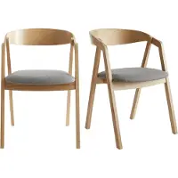 Miliboo - Skandinavische Stühle aus hellem Eichenholz und grauem Stoff (2er-Set) LOVA