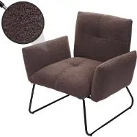 Mendler Lounge-Sessel HWC-K34, Cocktailsessel Sessel, Bouclé Stoff/Textil MVG- braun