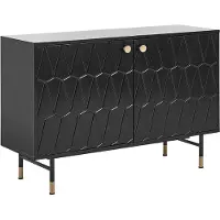 Beliani Sideboard Schwarz MDF Spanplatte 120 x 82 x 40 cm mit Goldenen Beinen Elegant Modern Kommode für Wohnzimmer Schlafzimmer Flur