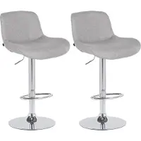 DELUKE 2er Set Barhocker PONOR - Stoff Hellgrau 50x50x85 cm Silber | Barstuhl Höhenverstellbar Mit Lehne Drehbar Tresenhocker Tresenstuhl Kneipenhocker