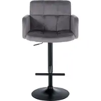 DELUKE 2er Set Barhocker SUTUN - Samt Dunkelgrau 60x56x93 cm Schwarz | Barstuhl Höhenverstellbar Mit Lehne Drehbar Tresenhocker Tresenstuhl Kneipenhocker
