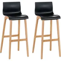 DELUKE Barhocker 2er Set DELHI - Schwarz, Holz | Barhocker mit Lehne Barstuhl Tresenhocker Tresenstuhl Kneipenhocker Kneipenstuhl