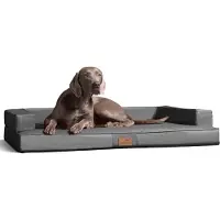 Tierlando Orthopädisches Design Hundesofa GIBSON VISCO Kunstleder kubische Form - Größe: 80x60cm | Farbe: 06 Grau